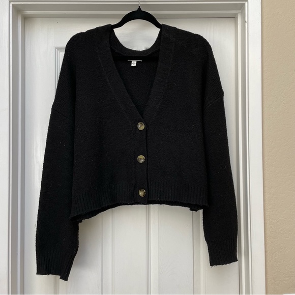 BP. Black Cropped Knit Cardigan - XL - Picture 2 of 7